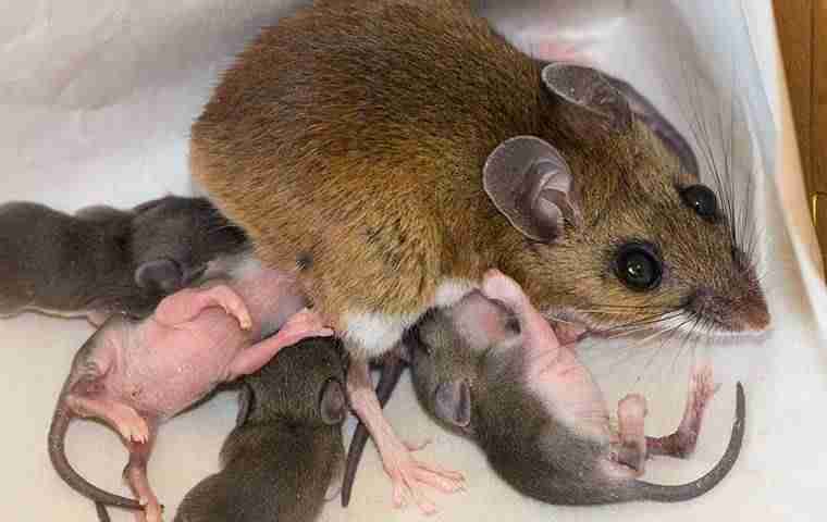pet field mice feeding newborn